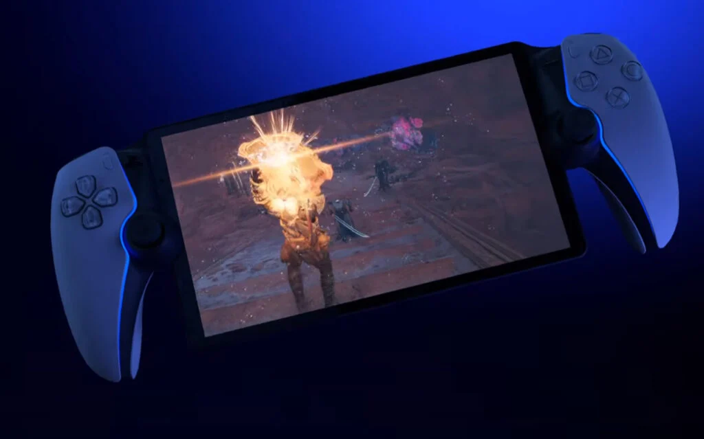 Imagen Del Playstation Project Q Que Representa La Innovación En Los Videojuegos Y La Experiencia De Juego Portátil.