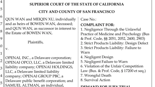 ChatGPT epilepsia: demanda Wan v. OpenAI ante el Tribunal Superior de California