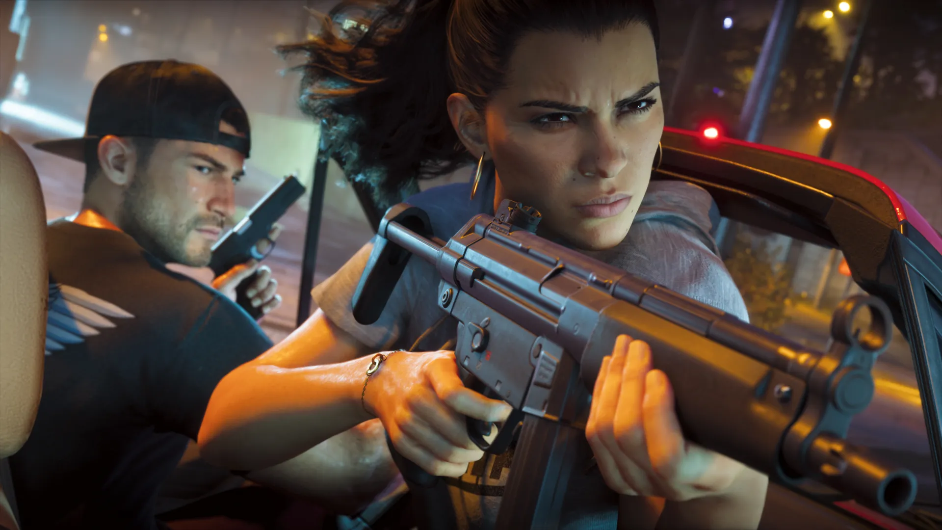 Lucia Dispara Un Rifle Desde La Ventana Del Auto Mientras Jason Conduce