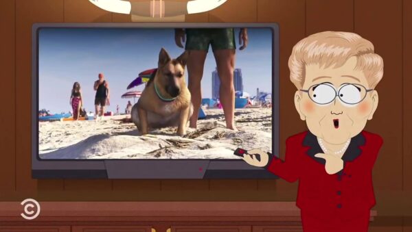 GTA 6 South Park: perro en una playa de Leonida