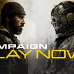 Modern Warfare 4 campaña: dos soldados frente a frente sobre un fondo amarillo de ciudad