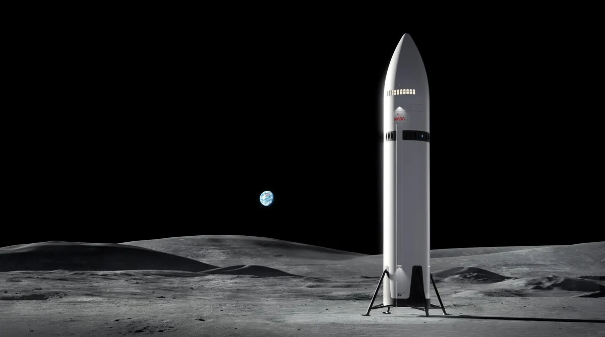 Spacex Spacex: Concepto Artístico Del Starship Hls En La Superficie De La Luna Para Artemis